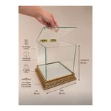 AYZ HOME 20x20x20 cm Gold Cam Çeyiz Bohça Kutusu – Menteşeli Cam Sergileme Kutusu, Cam Fanus, Aynalı Zemin