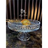 Ayz Home Kesme Kristal Ayaklı Sunum Kasesi-Kurabiyelik-Pasta Standı-Salata Kasesi - 1 Adet