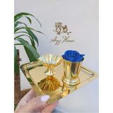 Ayz Home Sunum Tepsisi 21*21/ Lokumluk/gül Kovası/ Kadife Gül Set -(Söz, Nişan ,isteme,kahve Sunum)