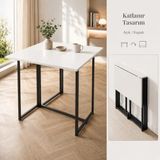 Ayz Katlanır Çalışma Masası Katlanabilir Masa Yemek Masası Mutfak Masası Öğrenci Ders Masası Laptop Bilgisayar Portatif Çok Amaçlı Workcomo Siyah Beyaz - 91x80 - Beyaz - Siyah