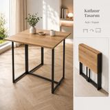 Ayz Katlanır Çalışma Masası Katlanabilir Masa Yemek Masası Mutfak Masası Öğrenci Ders Masası Laptop Bilgisayar Portatif Çok Amaçlı Workcomo Siyah Çam - 91x80