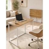 Ayz Katlanır Çalışma Masası Katlanabilir Masa Yemek Masası Mutfak Masası Öğrenci Ders Masası Laptop Bilgisayar Portatif Çok Amaçlı Worker Beyaz Çam - 80x50 - Atlantik Çam - Beyaz