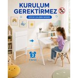 Ayz Katlanır Çocuk Çalışma Masası Raflı Laptop Masası Bilgisayar Masası Küçük Çalışma Masası Çocuk Öğrenci Ders Masası Dobo2 - Beyaz