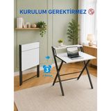 Ayz Katlanır Çocuk Çalışma Masası Raflı Laptop Masası Bilgisayar Masası Küçük Çalışma Masası Çocuk Öğrenci Ders Masası Dobo2 - Siyah - Beyaz