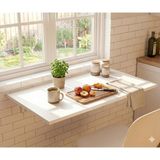 Ayz Katlanır Duvar Masası Duvara Monte Mutfak Masası Çalışma Masası Balkon Hobi Masası Açılır Kapanır Lara Beyaz - 45 x 70 cm