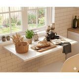 Ayz Katlanır Duvar Masası Duvara Monte Mutfak Masası Çalışma Masası Balkon Hobi Masası Açılır Kapanır Lara Beyaz Beyaz - 70 x 45