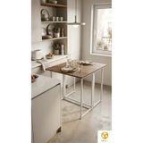 AYZ Katlanır Masa Katlanabilir Yemek Masası Mutfak Masası Balkon Masası Açılır Kapanır Portatif Çok Amaçlı Çalışma Masası Workcomo BEYAZ-ÇAM