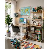 Ayz Kitaplıklı Çalışma Masası Seti 5 Raflı Kitaplık Bilgisayar Masası Laptop Masası Ofis Öğrenci Ders Masası Monitör Standlı Ekran Yükselticili Vien Beyaz Çam - 120x60 - Beyaz - Atlantik Çam