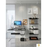 Ayz Kitaplıklı Çalışma Masası Seti 5 Raflı Kitaplık Bilgisayar Masası Laptop Masası Ofis Öğrenci Ders Masası Monitör Standlı Ekran Yükselticili Vien Siyah Beyaz - 120x60 - Siyah - Beyaz