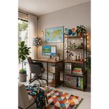 Ayz Kitaplıklı Çalışma Masası Seti 5 Raflı Kitaplık Bilgisayar Masası Laptop Masası Ofis Öğrenci Ders Masası Monitör Standlı Ekran Yükselticili Vien Siyah Çam - 120x60 - Çam - Siyah