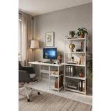 Ayz Kitaplıklı Çalışma Masası Seti 5 Raflı Kitaplık Bilgisayar Masası Laptop Masası Ofis Öğrenci Ders Masası Vien Beyaz Beyaz - 120x60