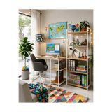 AYZ Kitaplıklı Çalışma Masası Seti 5 Raflı Kitaplık Bilgisayar Masası Laptop Masası Ofis Öğrenci Ders Masası Vien Set Beyaz Çam