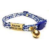 Ayz Markalama Gold Güvenlik Kilitli Kedi Tasması, Isimli Kedi Tasması, Kedi Isimlik, Kedi Künyesi, Safety Click Tasma, Sallanmayan Künye - Lacivert