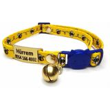 Ayz Markalama Gold Güvenlik Kilitli Kedi Tasması, Isimli Kedi Tasması, Kedi Isimlik, Kedi Künyesi, Safety Click Tasma, Sallanmayan Künye - Sarı