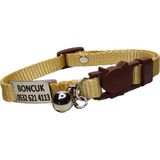 Ayz Markalama Güvenlik Kilitli Isimli Kedi Tasması, Isimlikli Kedi Tasması, Sallanmayan Kedi Künyesi, Safety Click Tasma - Altın - Küçük Boy