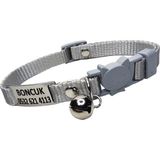 Ayz Markalama Güvenlik Kilitli Isimli Kedi Tasması, Isimlikli Kedi Tasması, Sallanmayan Kedi Künyesi, Safety Click Tasma - Gri - Küçük Boy