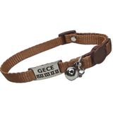 Ayz Markalama Güvenlik Kilitli Isimli Kedi Tasması, Isimlikli Kedi Tasması, Sallanmayan Kedi Künyesi, Safety Click Tasma - Kahve - Orta Boy