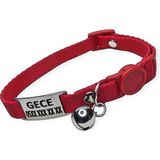Ayz Markalama Güvenlik Kilitli Isimli Kedi Tasması, Isimlikli Kedi Tasması, Sallanmayan Kedi Künyesi, Safety Click Tasma - Kırmızı - Küçük Boy