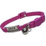 Ayz Markalama Güvenlik Kilitli Isimli Kedi Tasması, Isimlikli Kedi Tasması, Sallanmayan Kedi Künyesi, Safety Click Tasma - Pembe - Orta Boy