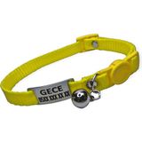 Ayz Markalama Güvenlik Kilitli Isimli Kedi Tasması, Isimlikli Kedi Tasması, Sallanmayan Kedi Künyesi, Safety Click Tasma - Sarı - Küçük Boy