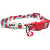 Ayz Markalama Güvenlik Kilitli Isimli Kedi Tasması, Sallanmayan Isimlik, Kedi Künyesi, Kedi Isimlik, Safety Click - Kırmızı
