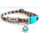 Ayz Markalama Güvenlik Kilitli Kedi Tasması, Isimli Kedi Tasması, Kedi Isimlik, Kedi Künyesi, Safety Click Tasma, Isme Özel Tasma - Mavi