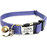 Ayz Markalama Metal Kilitli Kedi Tasması, Isimli Kedi Tasması, Kedi Isimlik, Kedi Künyesi, Isimli Köpek Tasması, Köpek Isimlik - Küçük Boy - Lila