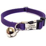 Ayz Markalama Metal Kilitli Kedi Tasması, Isimli Kedi Tasması, Kedi Isimlik, Kedi Künyesi, Isimli Köpek Tasması, Köpek Isimlik - Küçük Boy - Mor