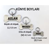 Ayz Markalama Metal Köpek Künyesi, Köpek Isimlik, Kedi Isimlik, Paslanmaz Çelik Malzeme - Orta Boy - Gümüş