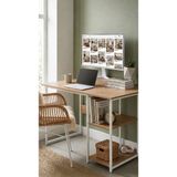 Ayz Raflı Çalışma Masası Bilgisayar Masası Laptop Masası Öğrenci Ders Ofis Home Office Metal Ayaklı Geniş Kitaplıklı Vienna 60x120 cm Beyaz Çam - 60 x 120 cm