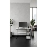 Ayz Raflı Çalışma Masası Bilgisayar Masası Laptop Masası Öğrenci Ders Ofis Home Office Metal Ayaklı Geniş Kitaplıklı Vienna 60x120 cm Siyah Beyaz - Siyah - Beyaz