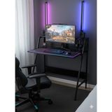 Ayz Raflı Çalışma Masası Laptop Bilgisayar Öğrenci Ders Çocuk Genç Odası Makyaj Mutfak Oyuncu Çok Amaçlı Masa Piyano Siyah Siyah - 95X70