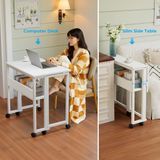 Ayz Tekerlekli Çalışma Masası Raflı Laptop Masası Bilgisayar Masası Kitaplıklı Katlanır Öğrenci Ders Portatif Küçük Masa Sidney Beyaz Beyaz - 72X50