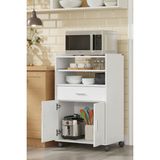 Ayz Unideco Home Tekerlekli Mutfak Dolabı Mikrodalga Fırın Dolabı Kahve Köşesi Mutfak Standı Mutfak Bangosu Airfryer Standı Çok Amaçlı Dolap Vario Beyaz Beyaz
