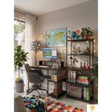 Ayz Vien 2 Raflı Çalışma Masası 5 Raflı Kitaplık Monitör Yükseltici Set Kitaplıklı Ofis Masası Siyah-Siyah - 120x60