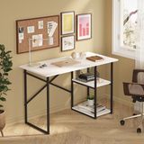 Ayz Vienna 2 Raflı Metal Ayak Çalışma Masası Laptop Masası Bilgisayar Masası 60X120CM Beyaz - Siyah - Siyah - Beyaz