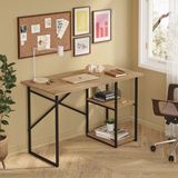 Ayz Vienna 2 Raflı Metal Ayak Çalışma Masası Laptop Masası Bilgisayar Masası 60X120CM Çam- Siyah - 120x60
