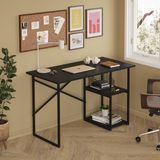 Ayz Vienna 2 Raflı Metal Ayak Çalışma Masası Laptop Masası Bilgisayar Masası 60X120CM Siyah- Siyah - 120x60