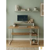 Ayz Vienna 60X120CM 2 Raflı Metal Ayak Çalışma Masası Laptop Masası Bilgisayar Masası Beyaz - Çam - 60 x 120 cm