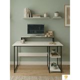 Ayz Vienna 60X120CM 2 Raflı Metal Ayak Çalışma Masası Laptop Masası Bilgisayar Masası Siyah-Beyaz - 60 x 120 cm - Siyah - Beyaz
