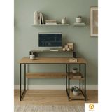 Ayz Vienna 60X120CM 2 Raflı Metal Ayak Çalışma Masası Laptop Masası Bilgisayar Masası Siyah- Çam - 60 x 120 cm
