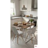 Ayz Vorkır 2 Katlanır Çalışma Masası Yemek Masası Mutfak Masası Balkon Masası Beyaz - Çam - 90 x 80