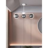 Ayza Modern Beyaz Metal Füme Cam 3'lü Cam Küre Avize | Tavan Aydınlatma Avize Modeli - Beyaz - Füme