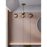 Ayza Modern Eskitme Metal Bal Cam 3'lü Cam Küre Avize | Tavan Aydınlatma Avize Modeli - Eskitme Bal Rengi