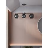 Ayza Modern Siyah Metal Füme Cam 3'lü Cam Küre Avize | Tavan Aydınlatma Avize Modeli - Siyah - Füme