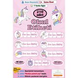 Ayza Tasarım Isme Özel Okul Etiketi Kalem Defter Etiketi Erkek Çocuk Unicorn Figürlü Isim Etiketi - Çok Renkli