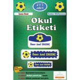 Ayza Tasarım Isme Özel Okul Etiketi Kalem Defter Etiketi Sticker Çocuk Futbol Sarı Lacivert Figürlü Isim Etiketi - Çok Renkli