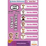 Ayza Tasarım Isme Özel Okul Etiketi Kalem Defter Etiketi Sticker Erkek Çocuk Hayvan Figürlü Isim Etiketi - Çok Renkli