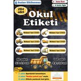 Ayza Tasarım Isme Özel Okul Etiketi Kalem Defter Etiketi Sticker Erkek Çocuk Iş Makinaları Isim Etiketi - Çok Renkli