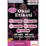 Ayza Tasarım Isme Özel Okul Etiketi Kalem Defter Etiketi Sticker Kız Çocuk Figürlü Isim Etiketi - Çok Renkli